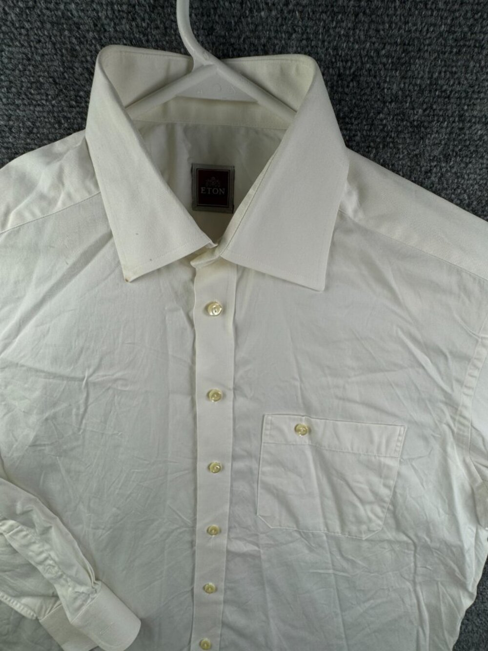 Eton White Long Sleeve Button Up Shirt Cotton Adult Woven Men Size 16
